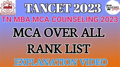 tancet counselling 2023 rank list
